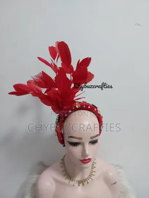 Red Embellished With Feathers
