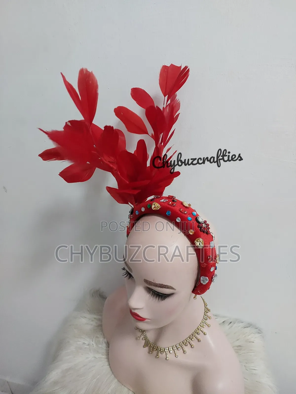 Red Embellished With Feathers