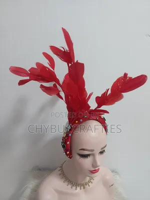 Red Embellished With Feathers