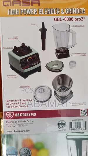 Qasa High Power Blender Grinder Pro2+Blender Grinder QBL-8008 Pro2