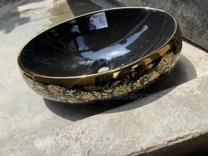 Gold and Black Flower Countertop Basin