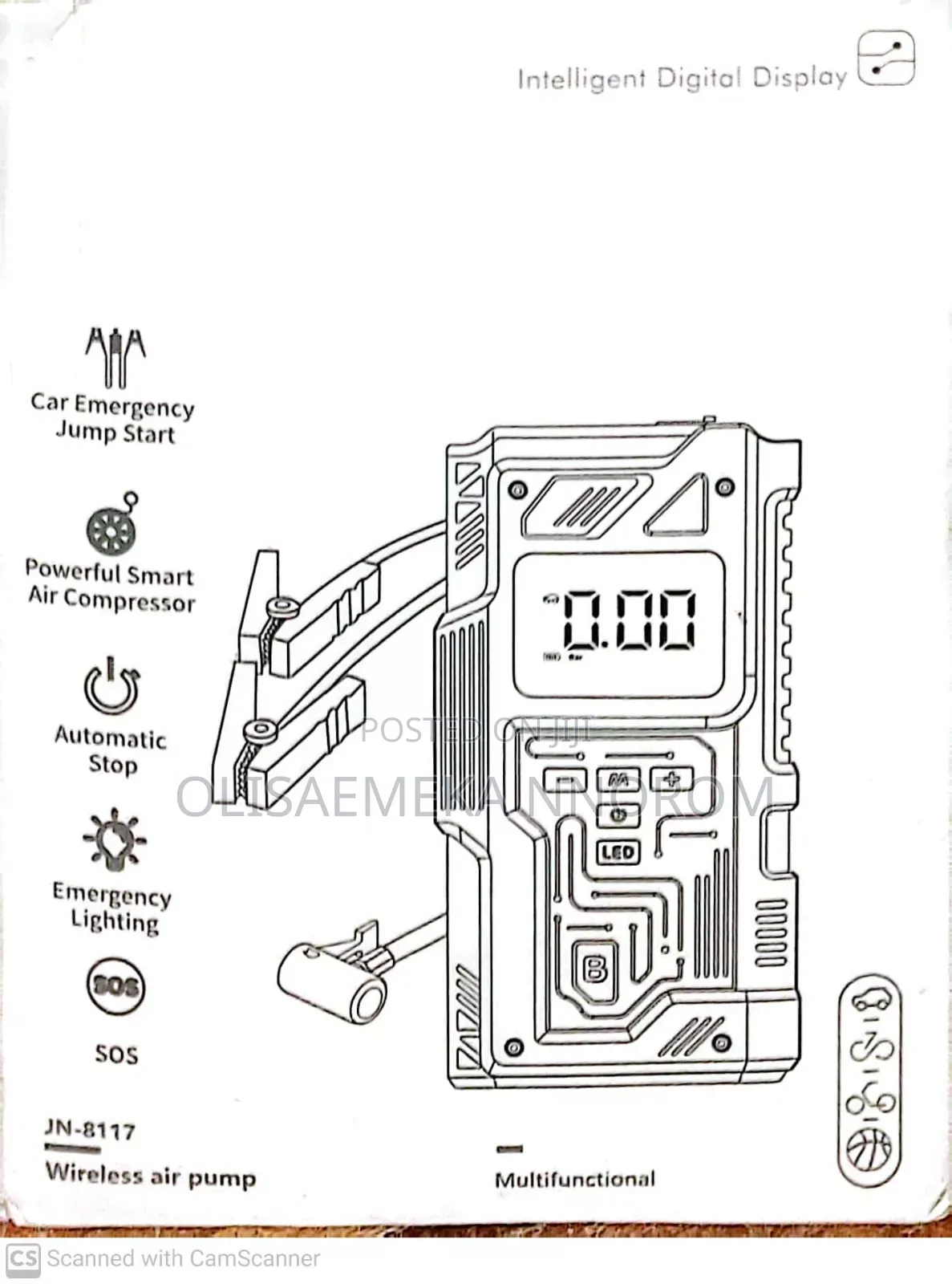 Multifunctional Automatic Jump Starter and Tire Pump