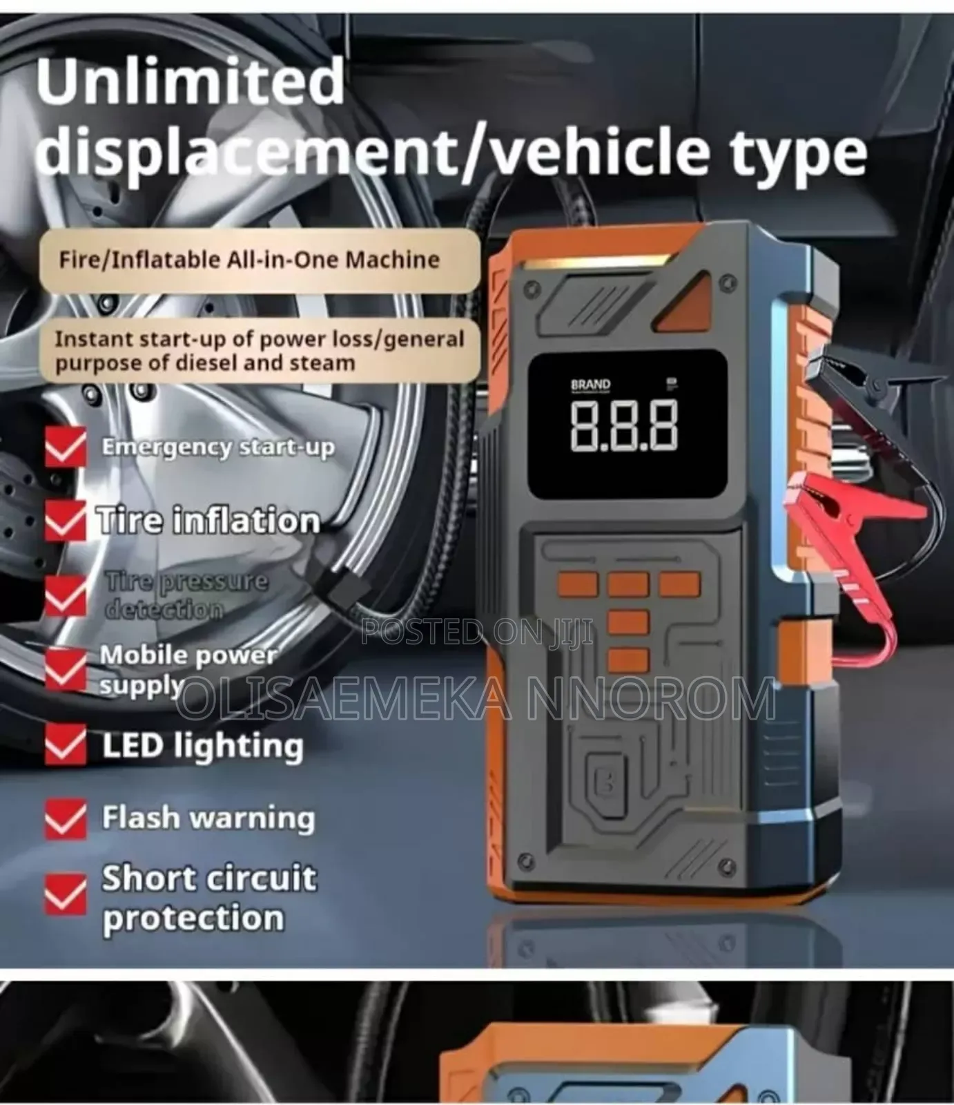 Multifunctional Automatic Jump Starter and Tire Pump