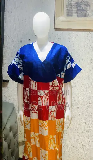 Bubu Ankara Gown Mix With Blue Asooke