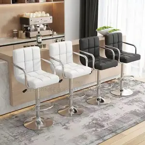 High Revolving Adjustable Height Leather Bar Stool