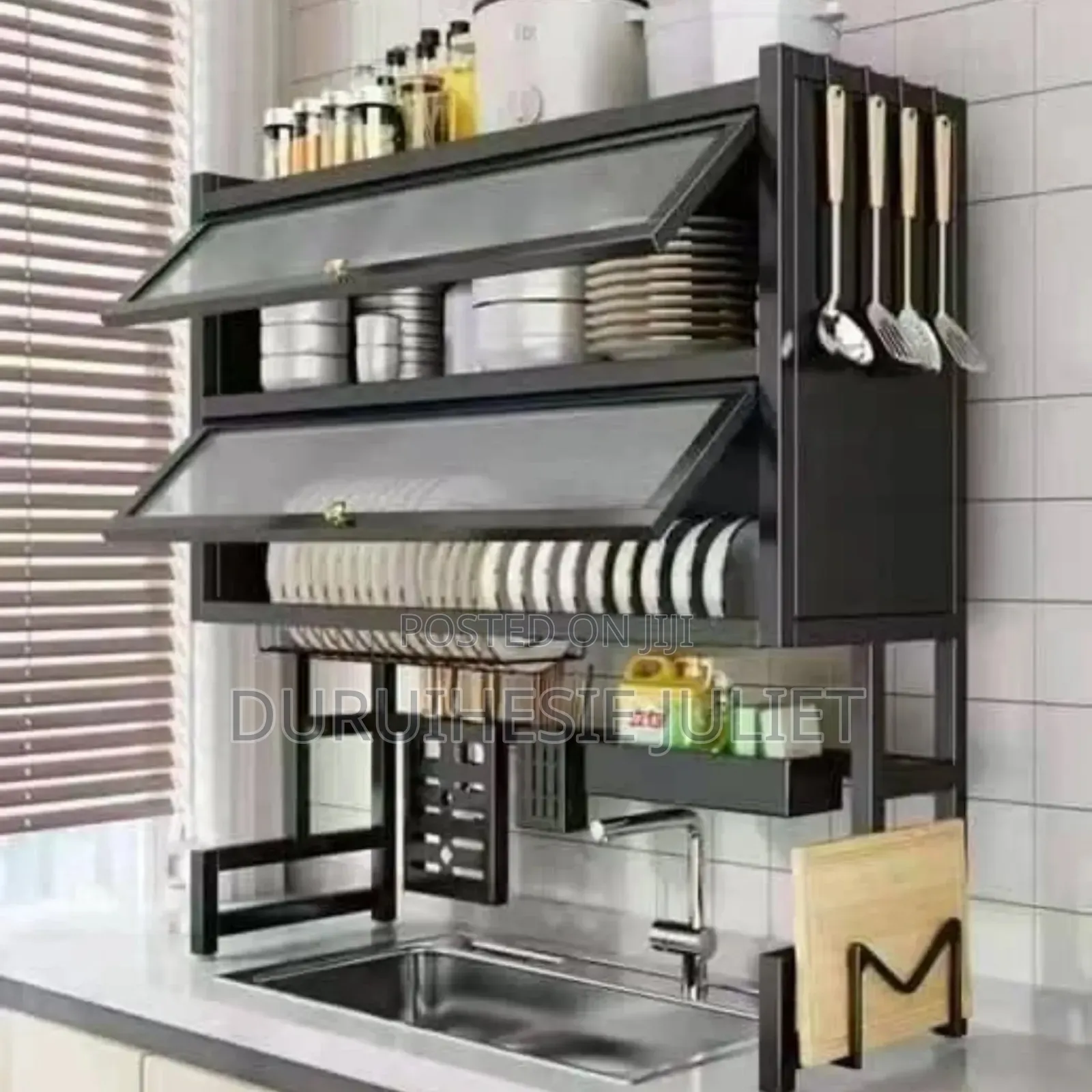 Over the Sink 2 Layer Plate Rack With Cover