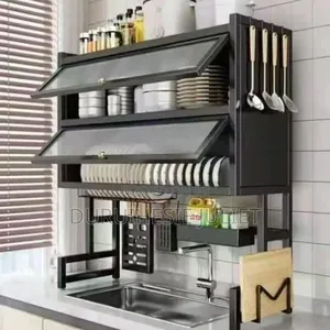 Over the Sink 2 Layer Plate Rack With Cover
