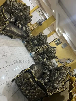 Royal Fabric Sofa Chairs With Center Table and Two Side Stools