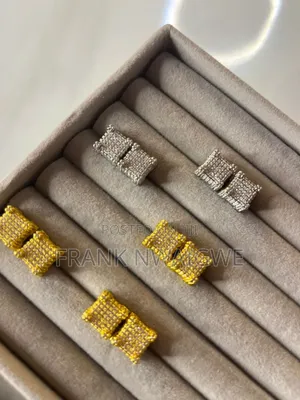Carbon Diamond Gold and Silver Square Men's High Quality Earrings