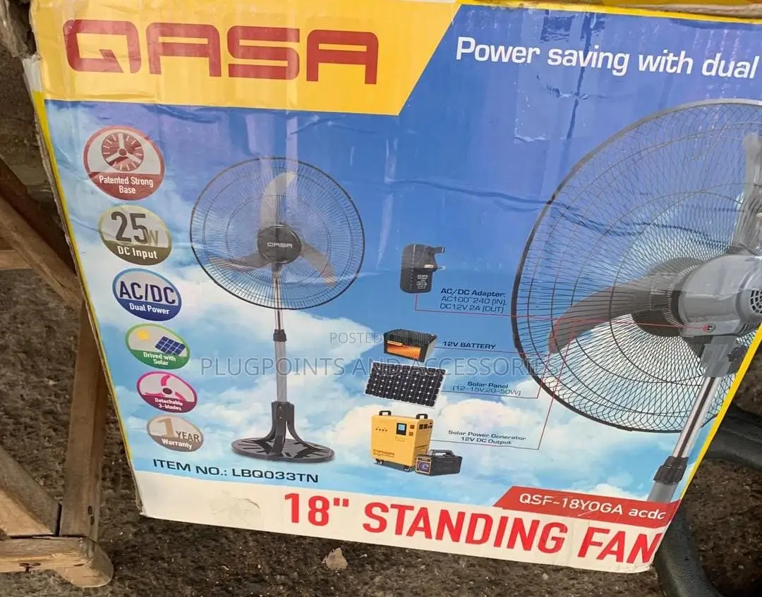 Qasa Ac Dc Stand Fan Low Power Solar Friendly - Plugpoints and ...