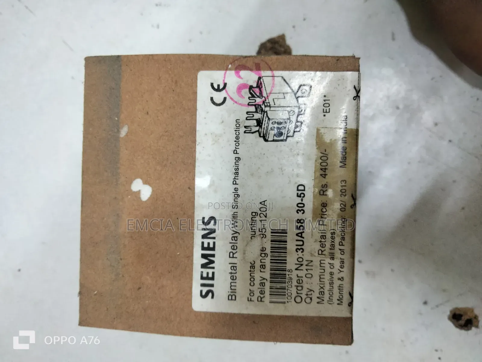 Siemens Overload Relay 3ua58 30-5d. 95a-120a