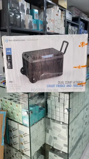 Powerology Portable Fridge 40l With Dual Compartment And Trolley