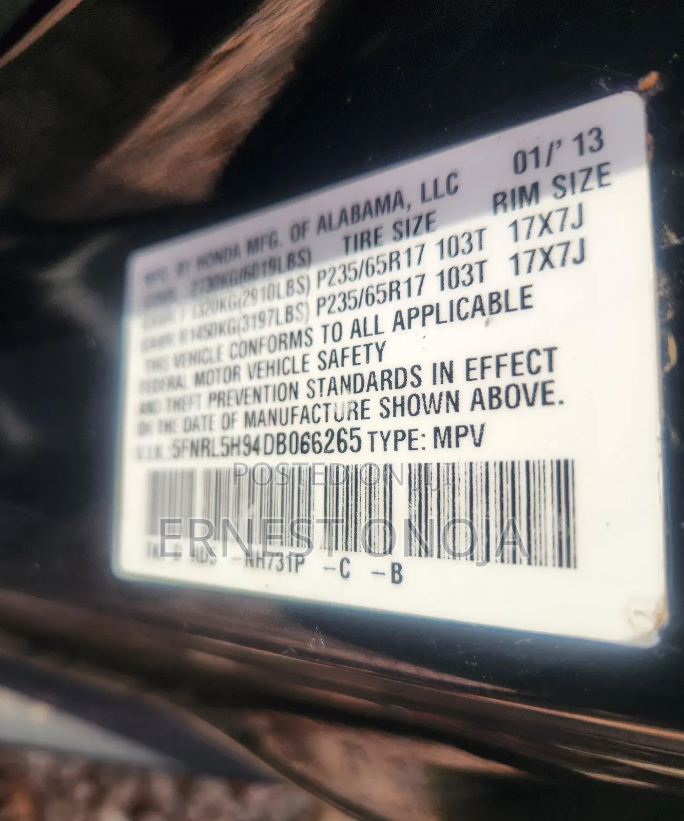 Honda Odyssey 2013 Black
