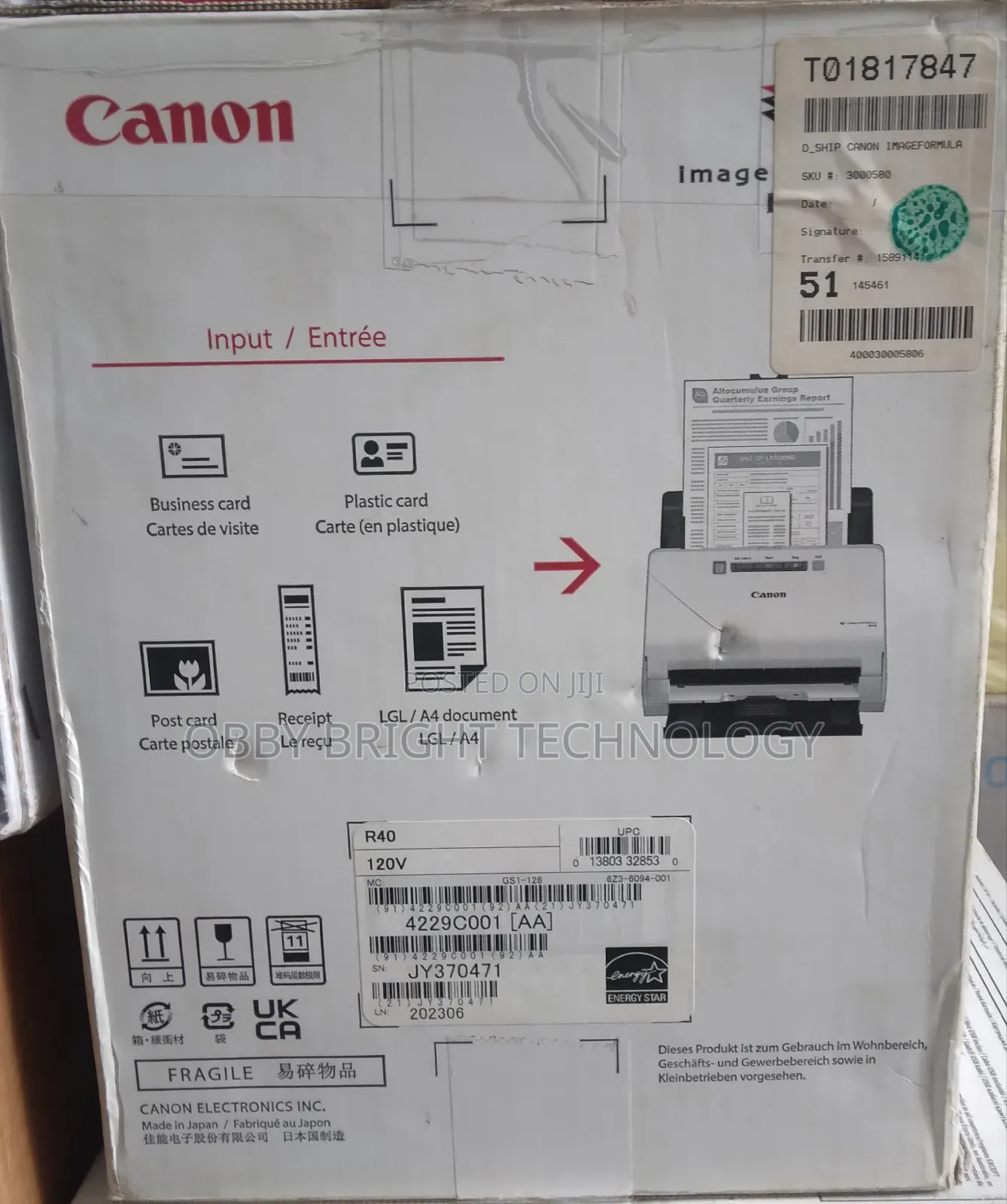 Canon Imageformula R40 Office Document Scanner