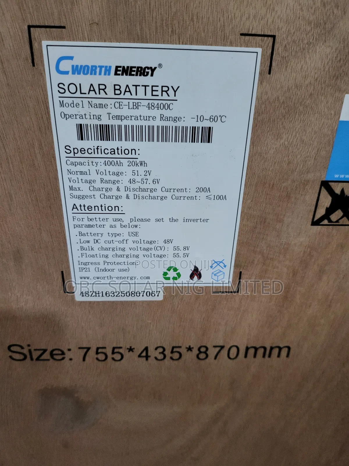 Cworth Lithium Battery 20kwh