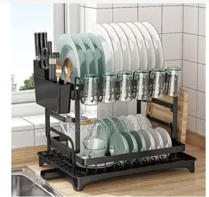 Dishrack With Cup Holder Draining Tray Plate Rack