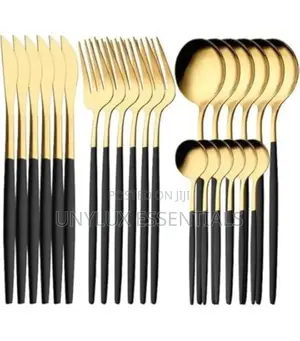 Gold and Black Cutlery Set