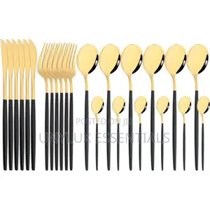 Gold and Black Cutlery Set