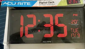 Acurite 14.5” Large Red Led Clock With Temperature Date