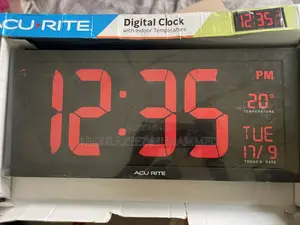 Acurite 14.5” Large Red Led Clock With Temperature Date
