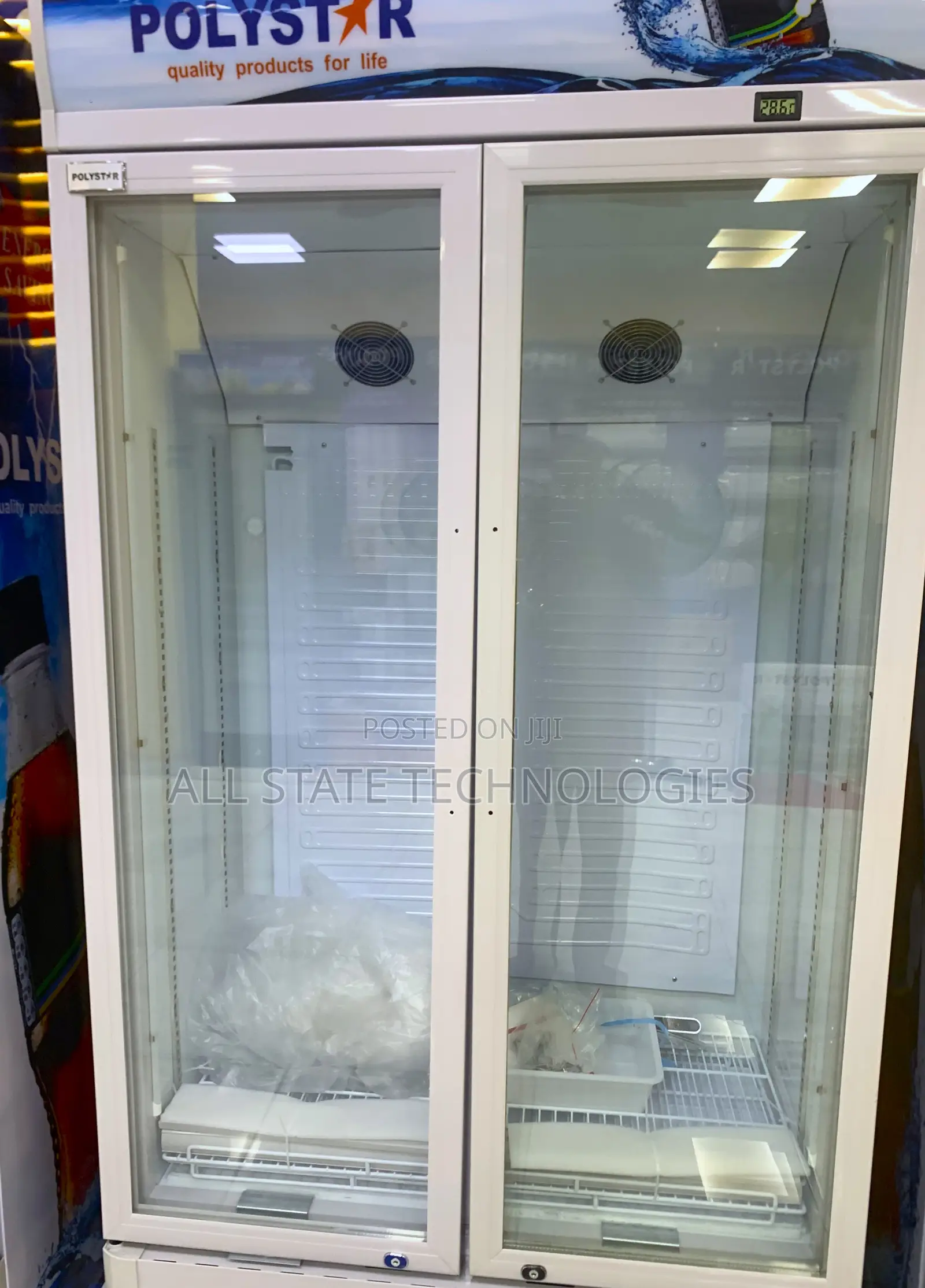 Polystar 363l Showcase Refrigerator Dual Door Model