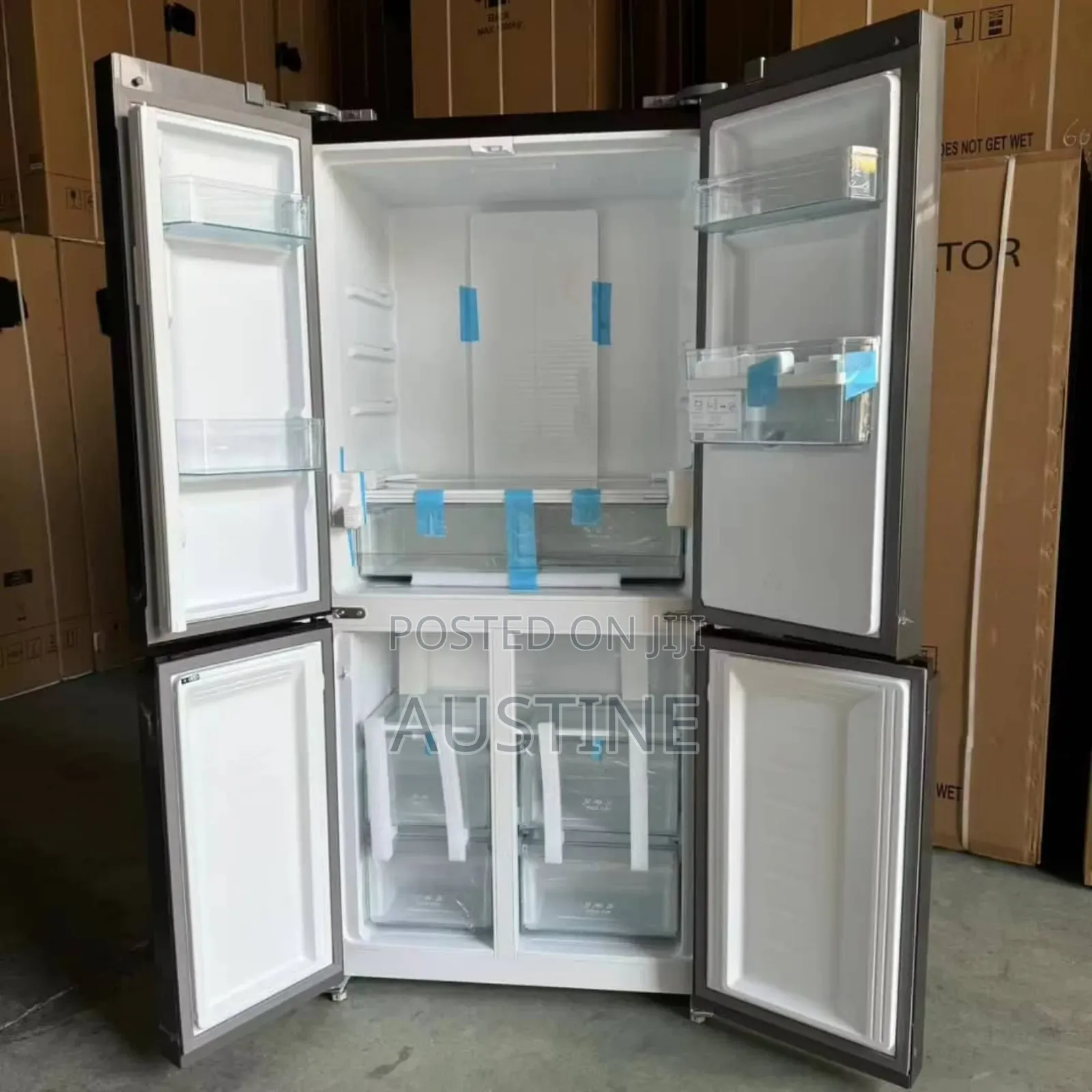 Brand New Hisense Side-Side 514l Refrigerator>>4doors>>Silver Colour>