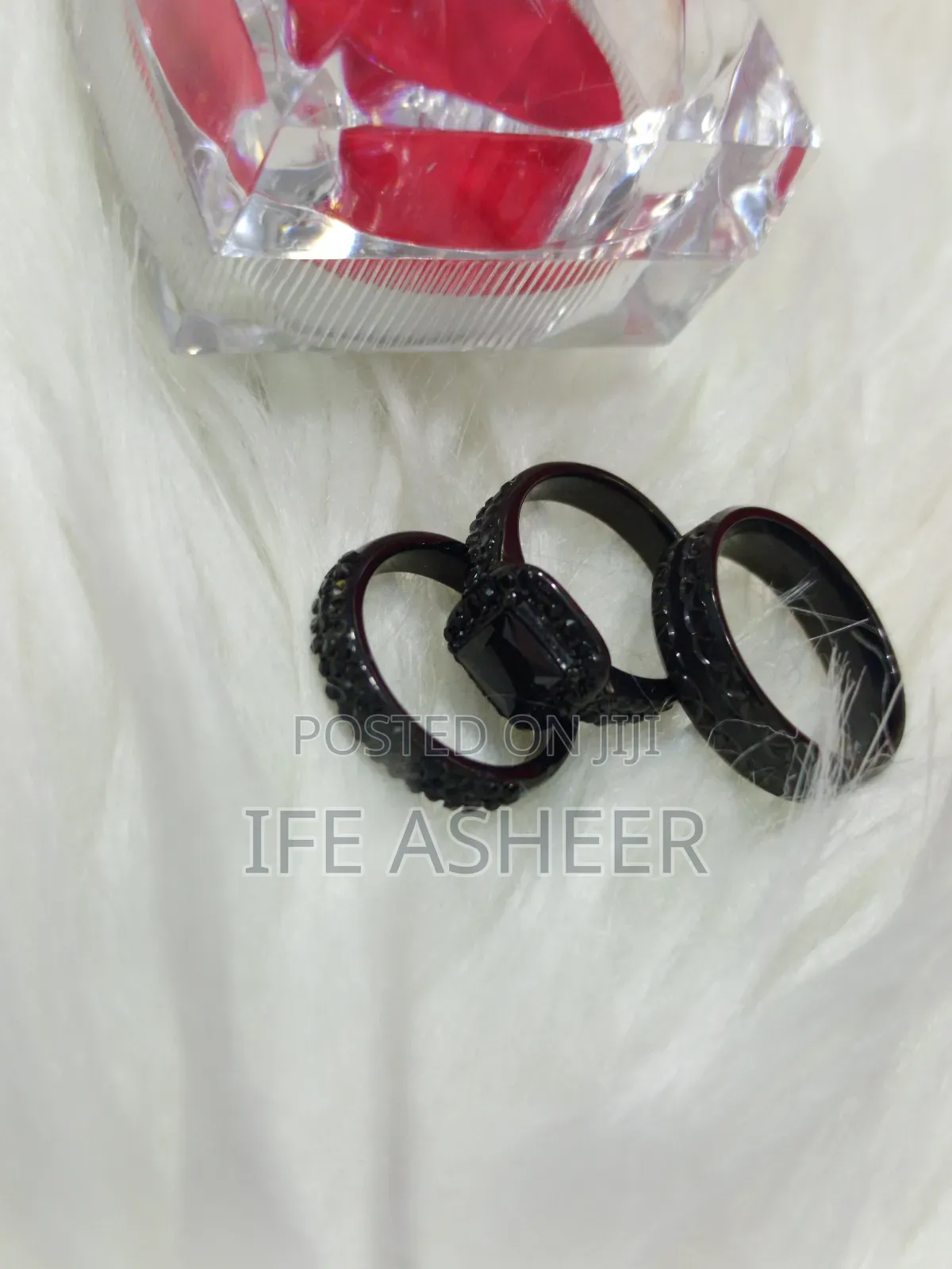 Classic Set Of Black Wedding Ring - Black