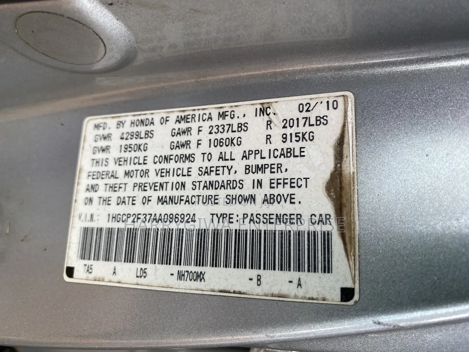 Honda Accord Sedan EX Automatic 2010 Silver