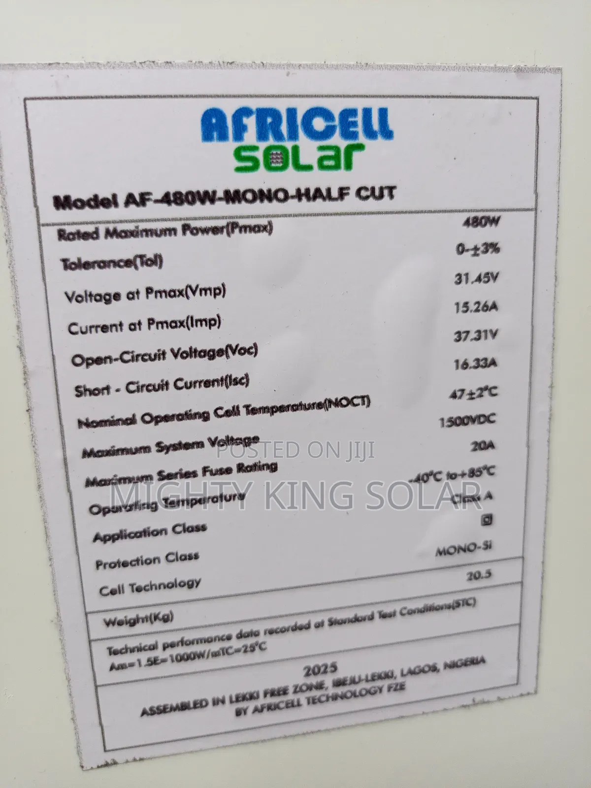 480w Africell New Panel