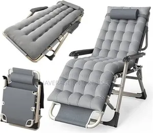 Adjustable Outdoor Relaxing Bed/Chair With Cushion - Black