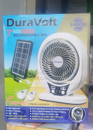 7 Inches 3 in 1 High Speed Solar Rechargeable Fan.