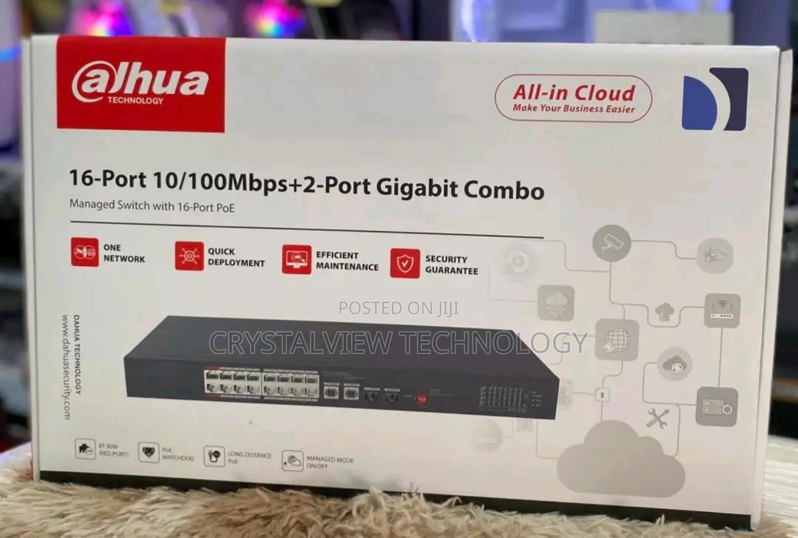 Dahua 16port Poe Switch With 2 Port Gigabit Uplinks (Rj45/Sfp)