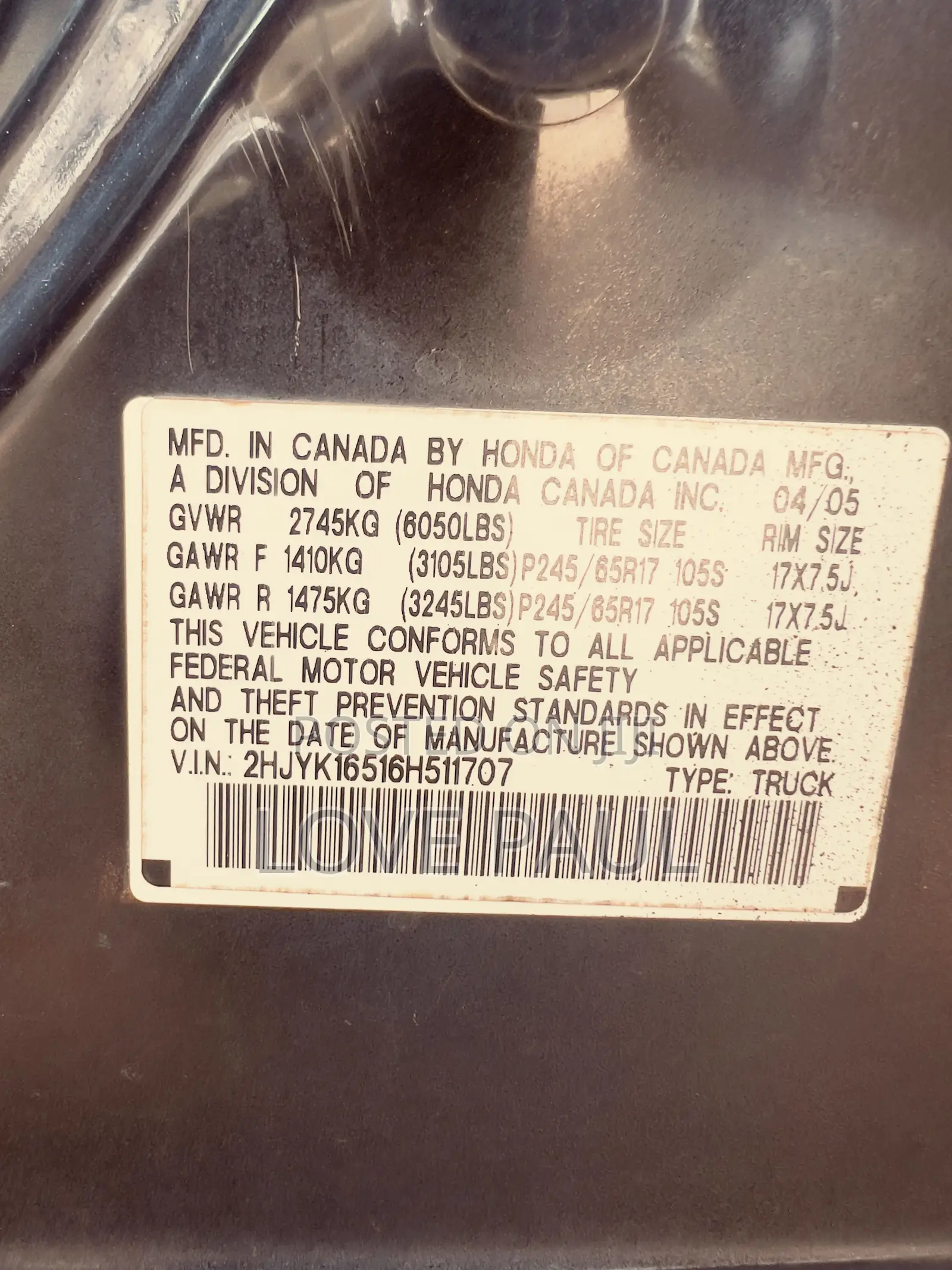 Honda Ridgeline 2006 Black