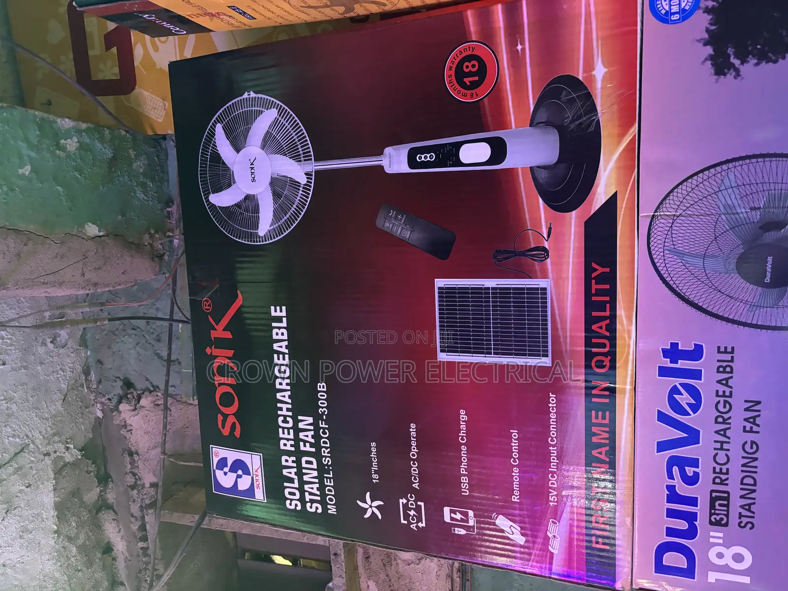 18”Sonik Solar Rechargeble Fan