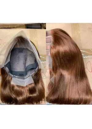 Quality 5 by 5 Brown Short Human Hair Wig - 16 Inches