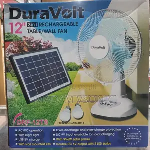 Duravolt 12inchs 3in1 Rechargeable Table/Wall Fan