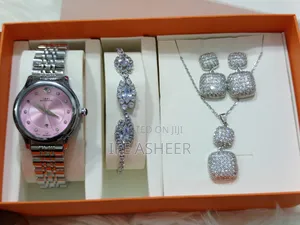 Movado Ladies Silver Watch & Jewelry Set - Silver