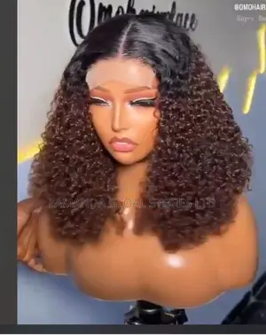 Black and Brown Curly Human Hair Closure Wig