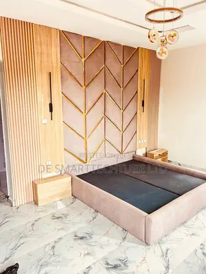 Luxury Bed Frame + Padded Wall Panel – Made to Order, Abuja