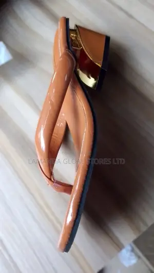 Ladies Brown Heeled Slippers
