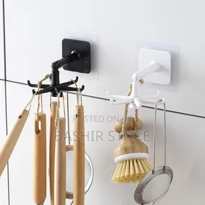 360-degree Rotating Self-adhesive Kitchen Hooks.