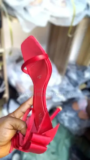 Ladies Red Sandal Heeled Shoe