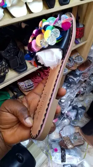 Brown and Black Heeled Slipppers