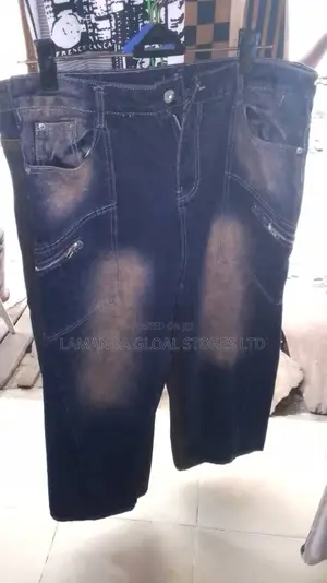 Men Navy Blue Jean Trouser