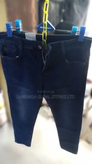 Men Plain Navy Blue Jean