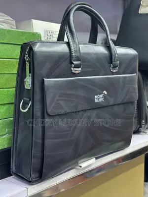 Mont Blanc Quality Luxury Men Genuine Leather Laptop Bag
