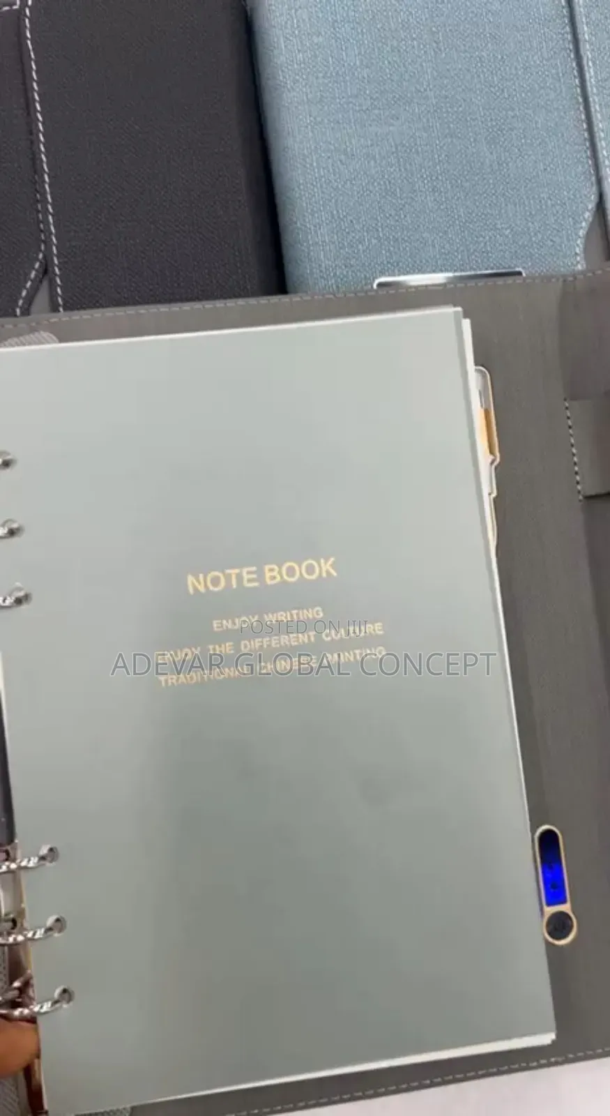 Wireless Charging Business Folder Notebook With Phone Stand and Clock