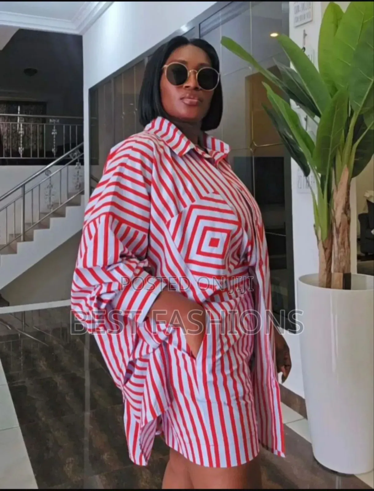 Lady's Red Strip 2 Pieces Short