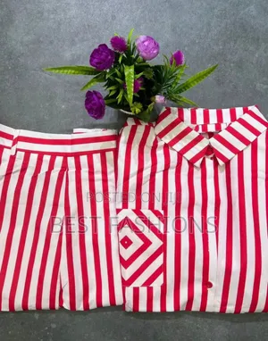 Lady's Red Strip 2 Pieces Short