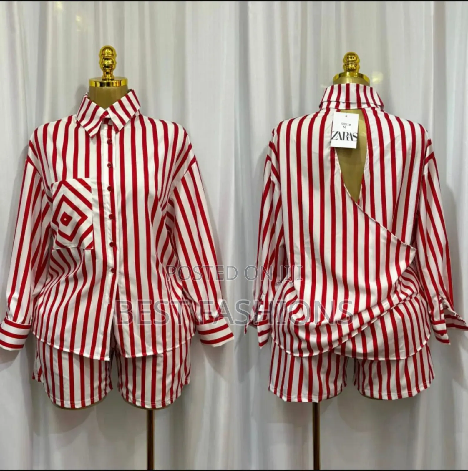 Lady's Red Strip 2 Pieces Short